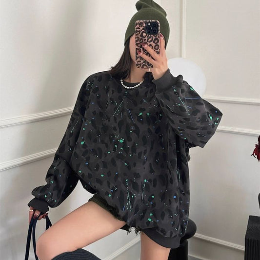 ペイント&レオパード プルオーバー 10019