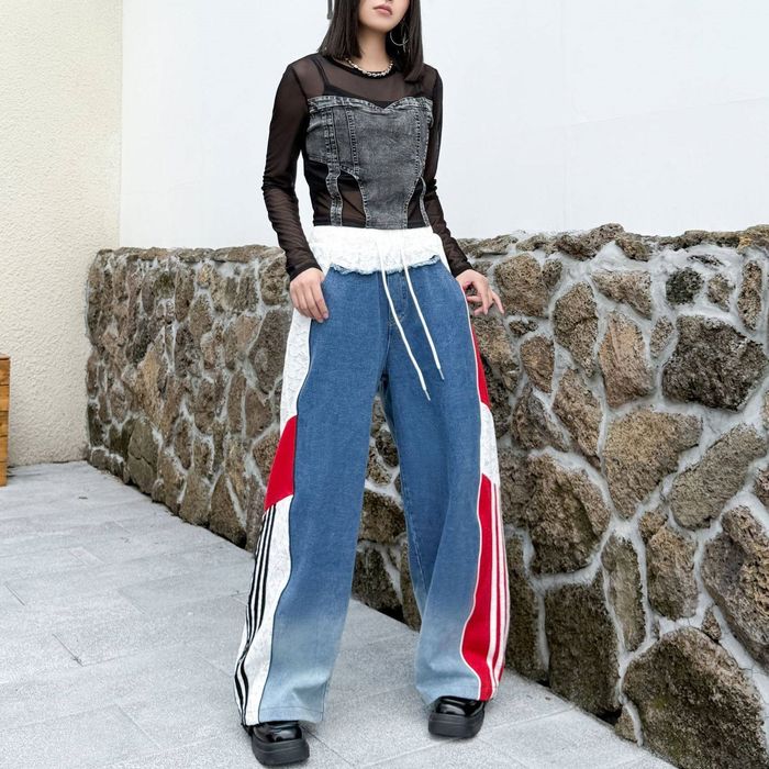 デニム サイドライン トラックパンツ 10013