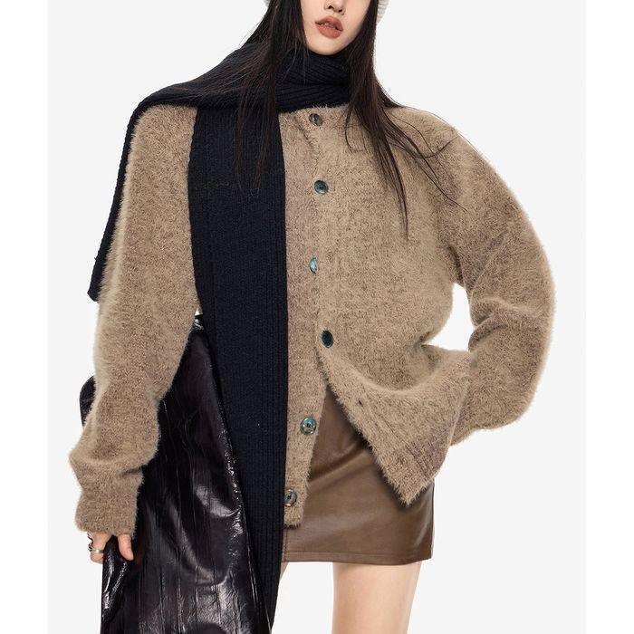 コントラストボタン カーディガン 10097