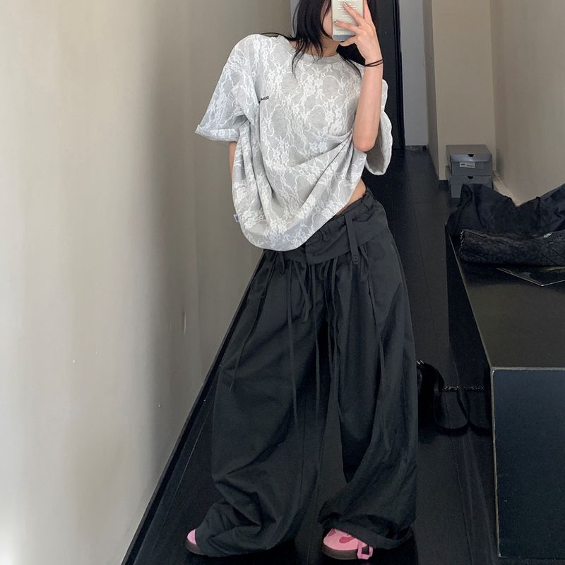 刺繍レース オーバーサイズTシャツ 10038