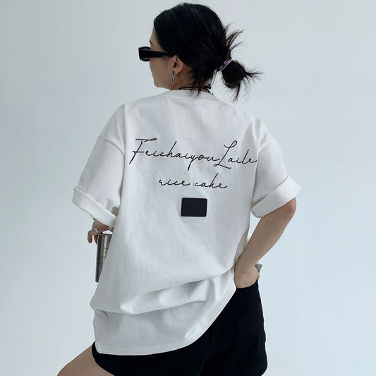 バックラベル&ロゴ オーバーサイズTシャツ 10039