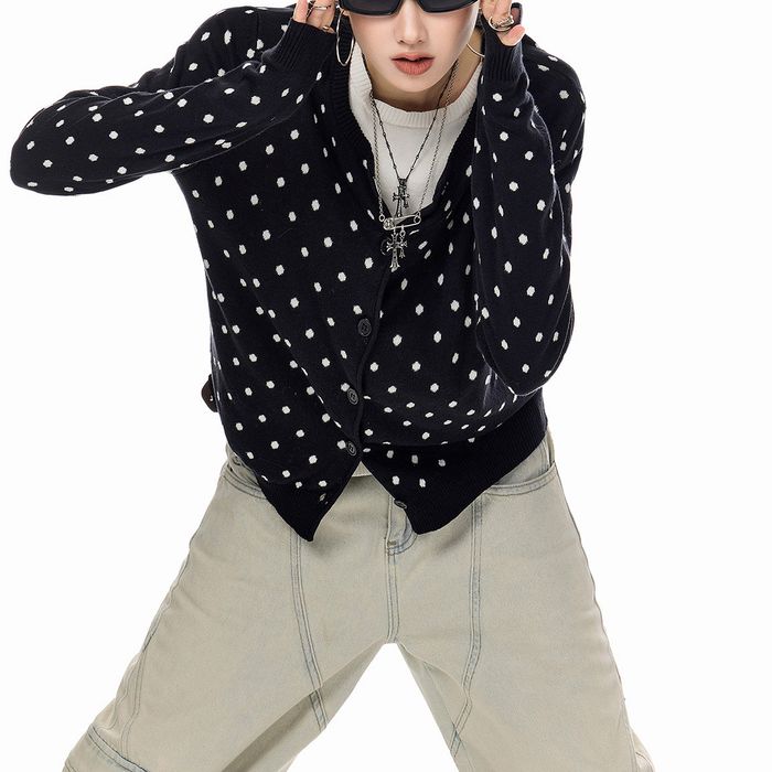 ドット柄 カーディガン 10100