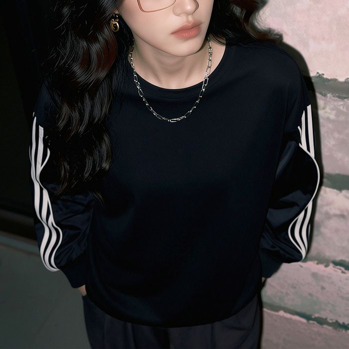 ストライプスリーブ プルオーバー 10011