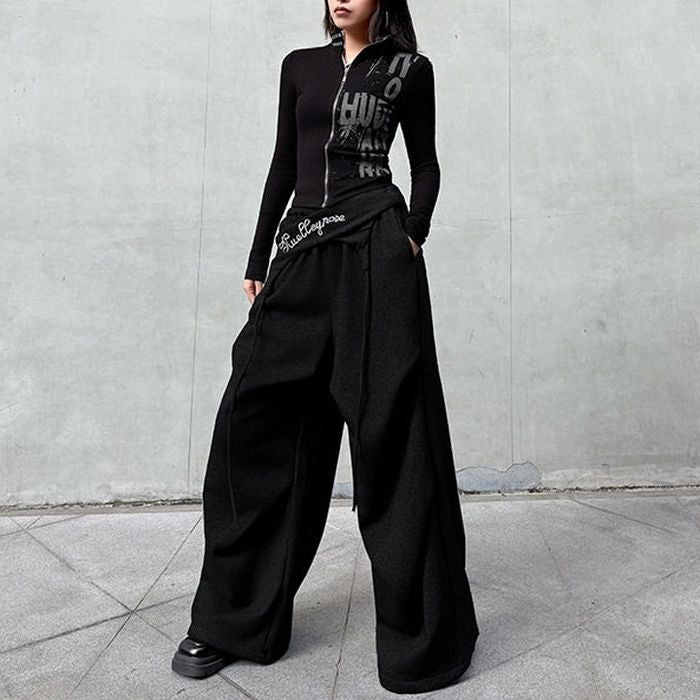 レイヤードウエスト ワイドパンツ 10015