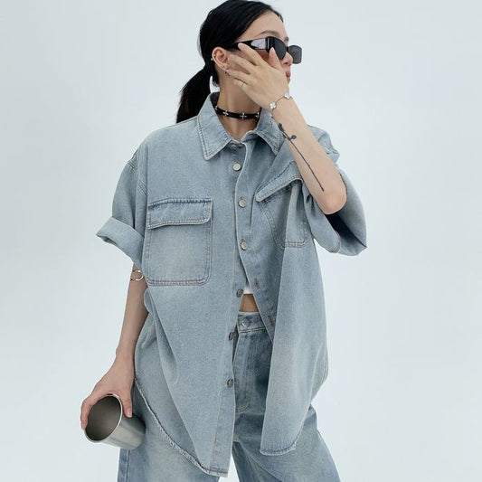 デニム 半袖シャツ 10083