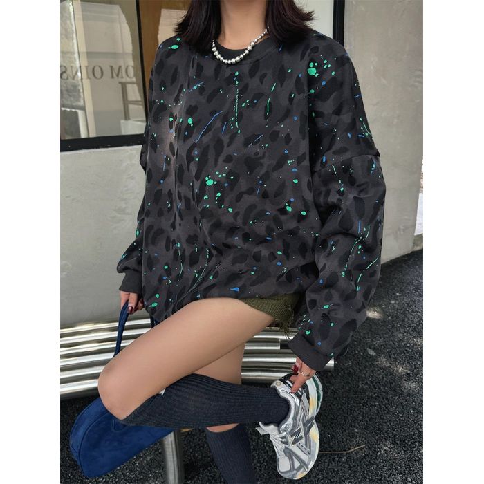 ペイント＆レオパード プルオーバー 10019