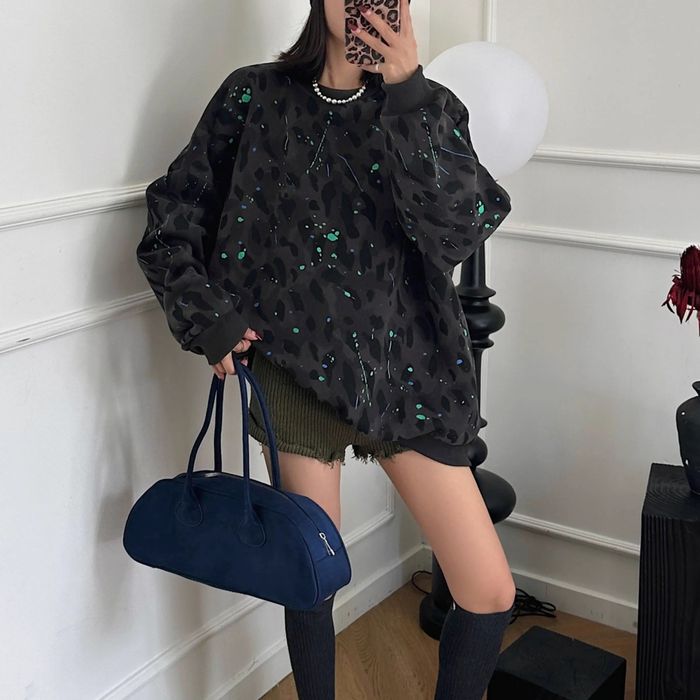 ペイント＆レオパード プルオーバー 10019