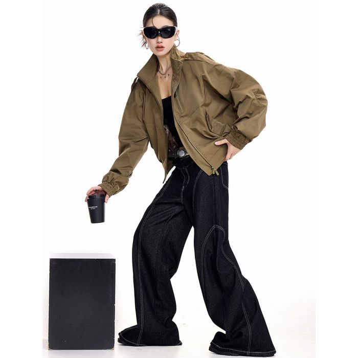 ショート丈 ジップアップジャケット 10103