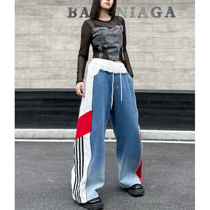 デニム サイドライン トラックパンツ 10013