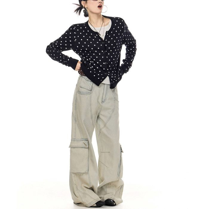 ドット柄 カーディガン 10100