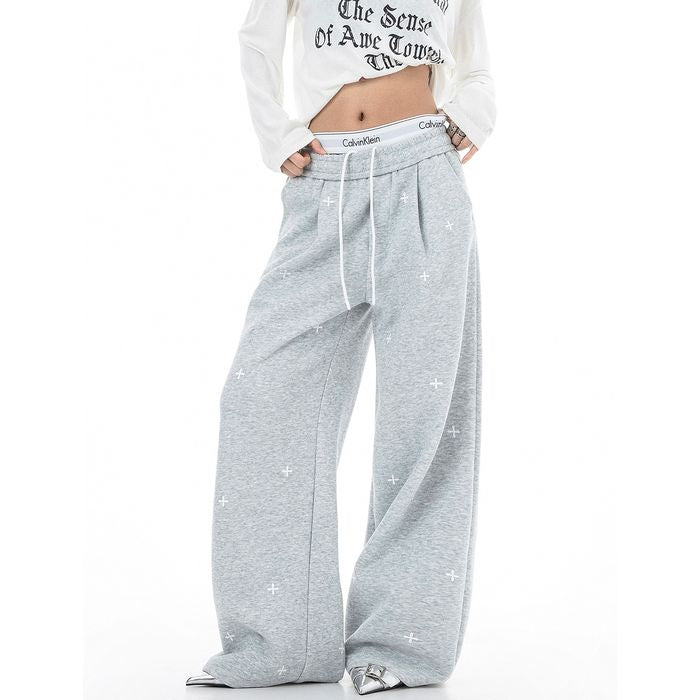 クロス柄 ワイドパンツ 10009