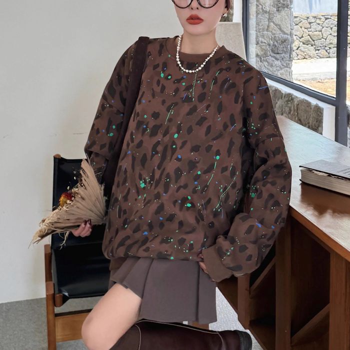 ペイント＆レオパード プルオーバー 10019