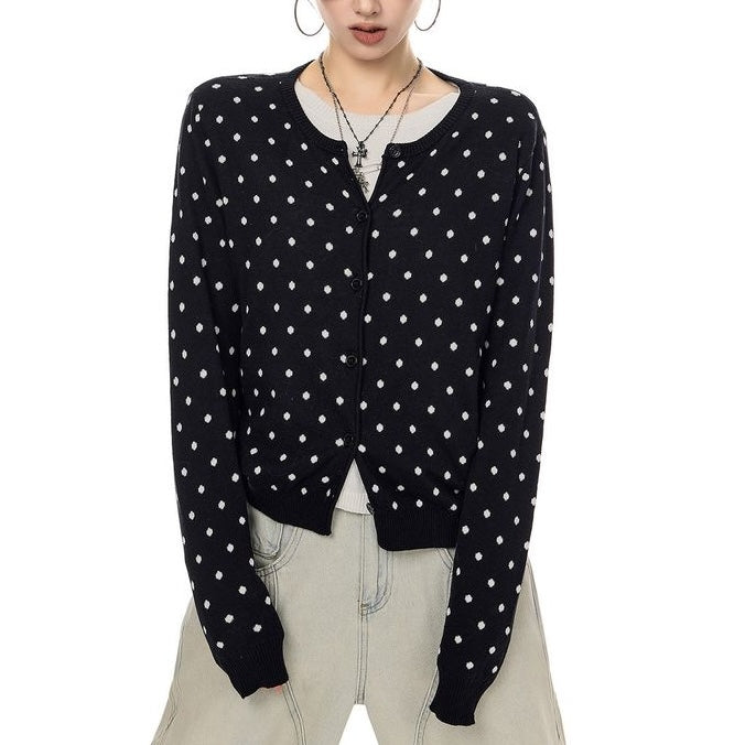 ドット柄 カーディガン 10100