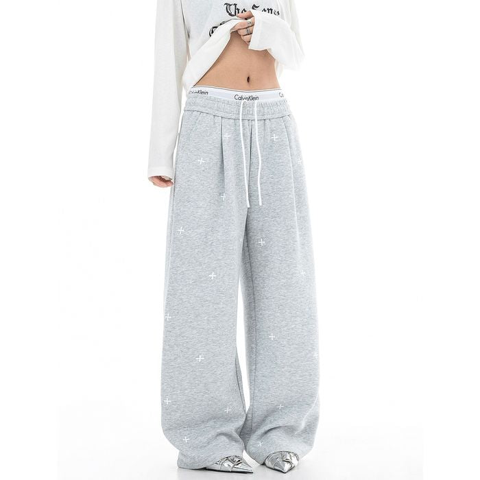 クロス柄 ワイドパンツ 10009