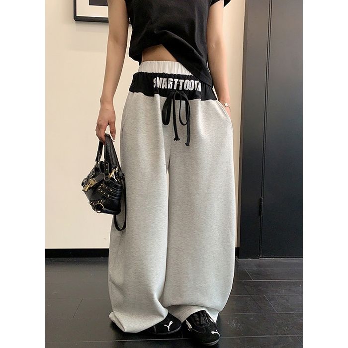 カラーブロック ロゴウエスト ワイドパンツ 10029