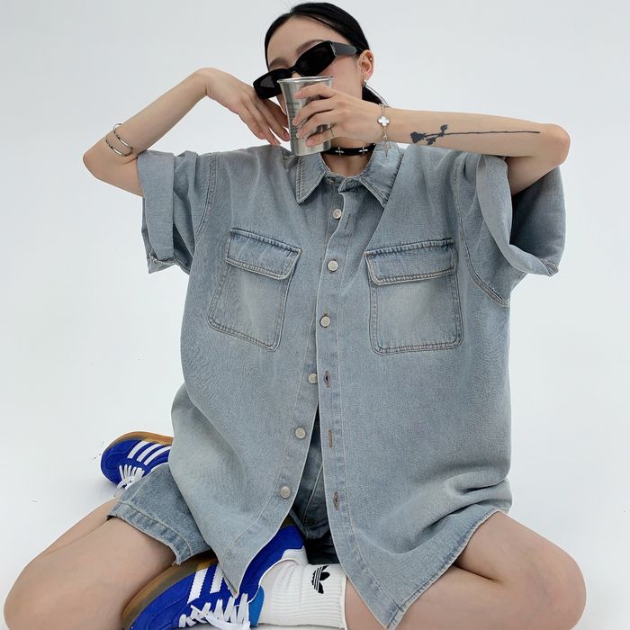 デニム 半袖シャツ 10083