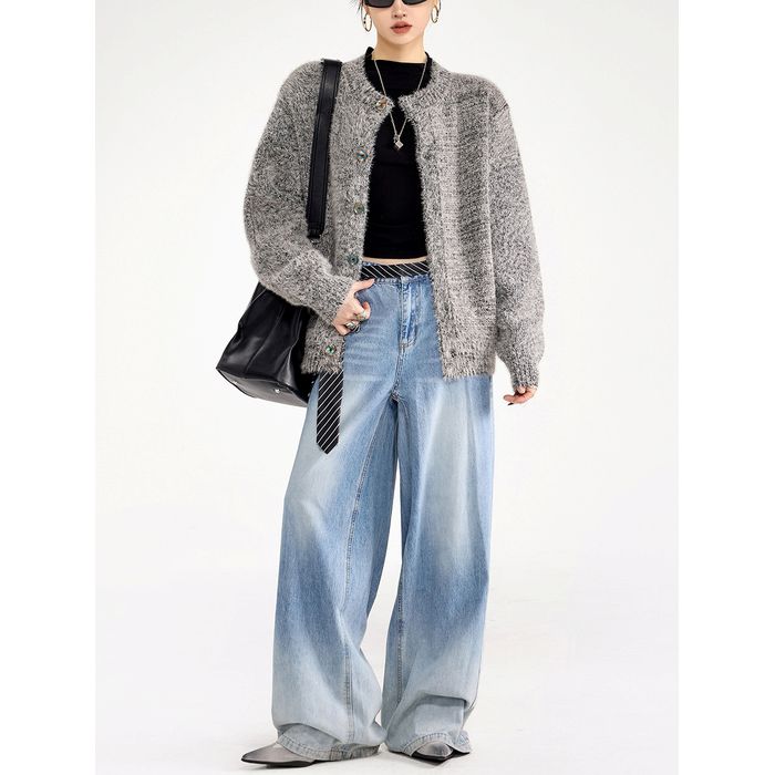 コントラストボタン カーディガン 10097