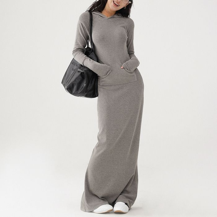 フード付 マキシワンピース 10049