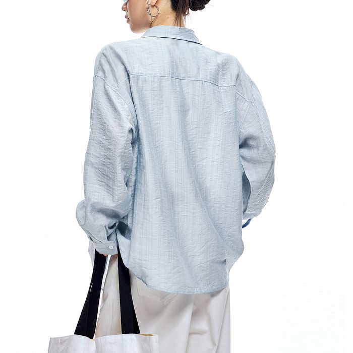 ロゴ刺繍 シア―シャツ 10096