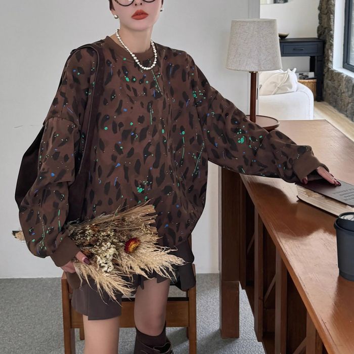 ペイント＆レオパード プルオーバー 10019