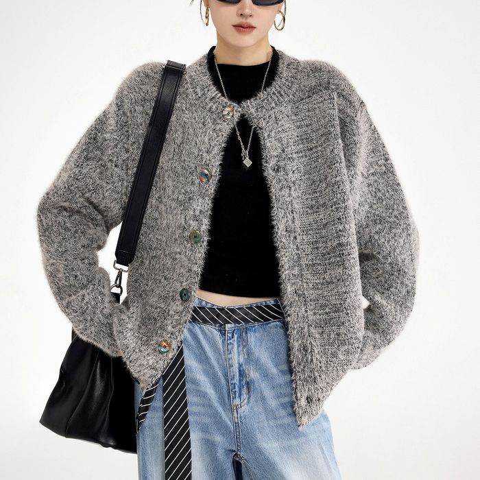 コントラストボタン カーディガン 10097