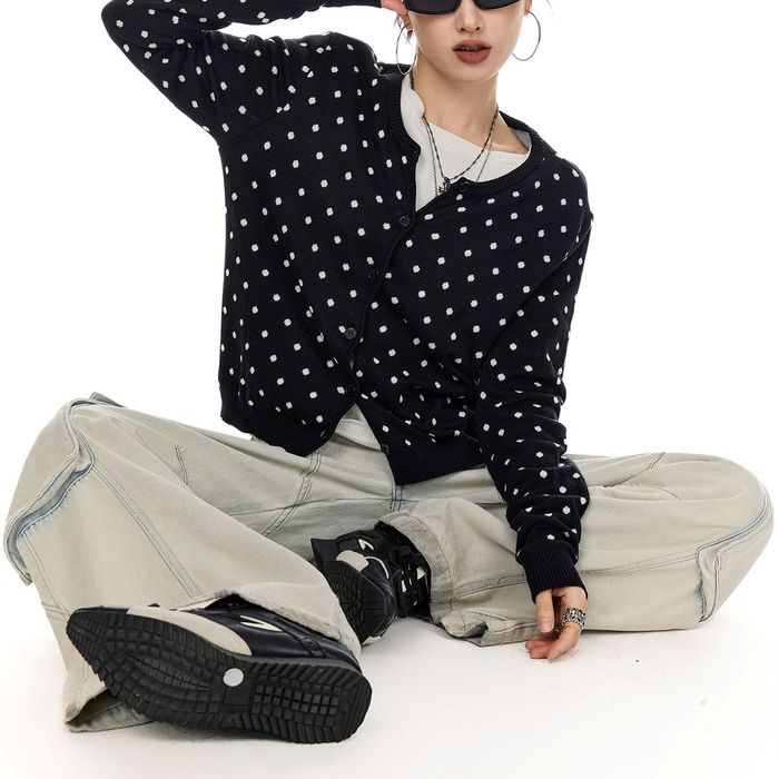 ドット柄 カーディガン 10100