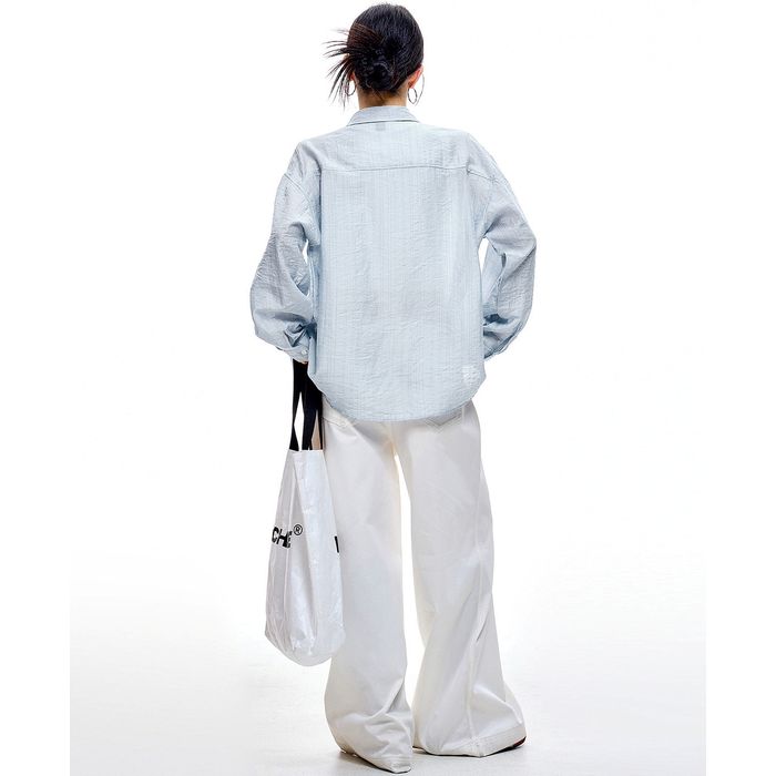 ロゴ刺繍 シア―シャツ 10096