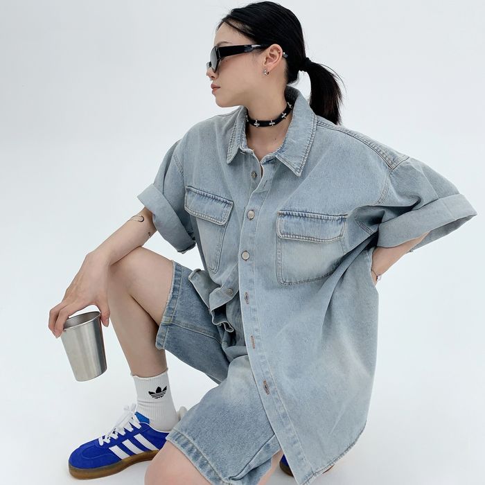 デニム 半袖シャツ 10083