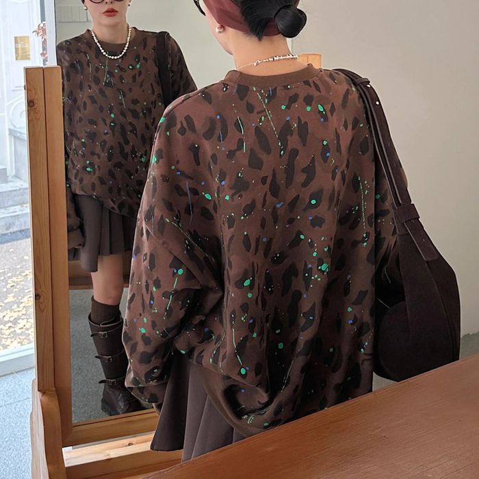 ペイント＆レオパード プルオーバー 10019