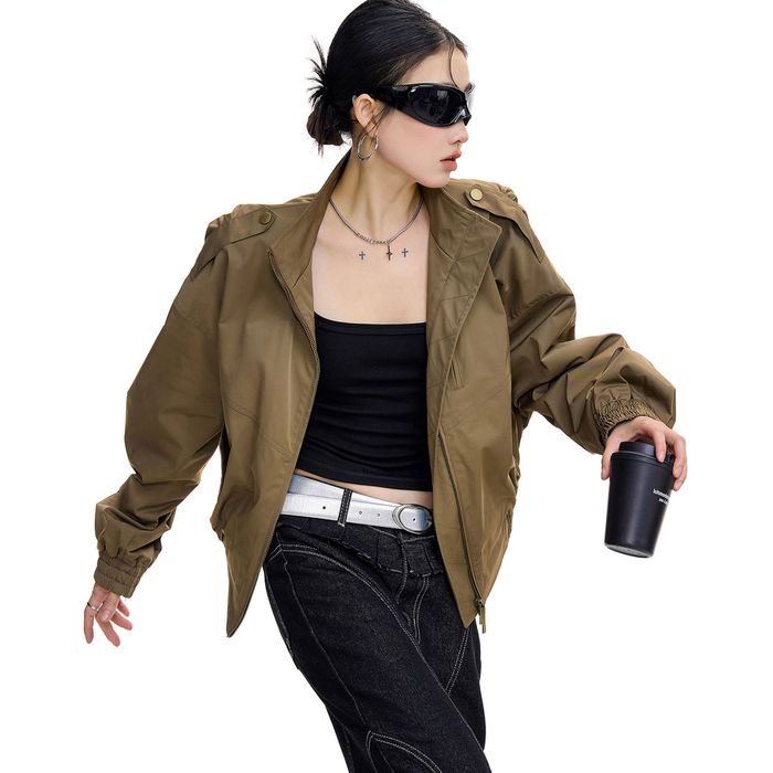 ショート丈 ジップアップジャケット 10103