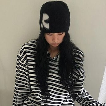 コントラストモチーフ ニット帽 10071