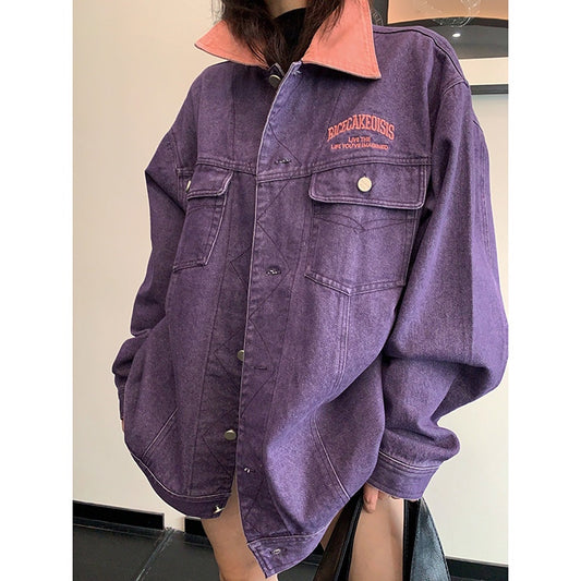バイカラーカラー 刺繍ロゴ ウォッシュドジャケット 10269
