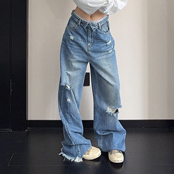 ダメージ加工 ワイドデニムパンツ 10273