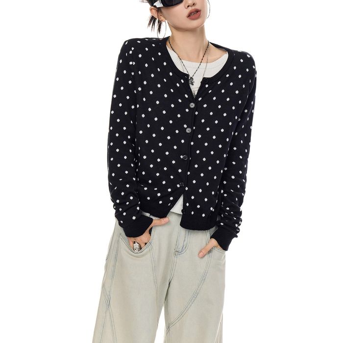 ドット柄 カーディガン 10100