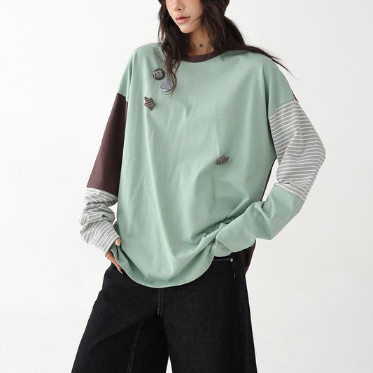 カラーブロック 長袖プルオーバー 10059