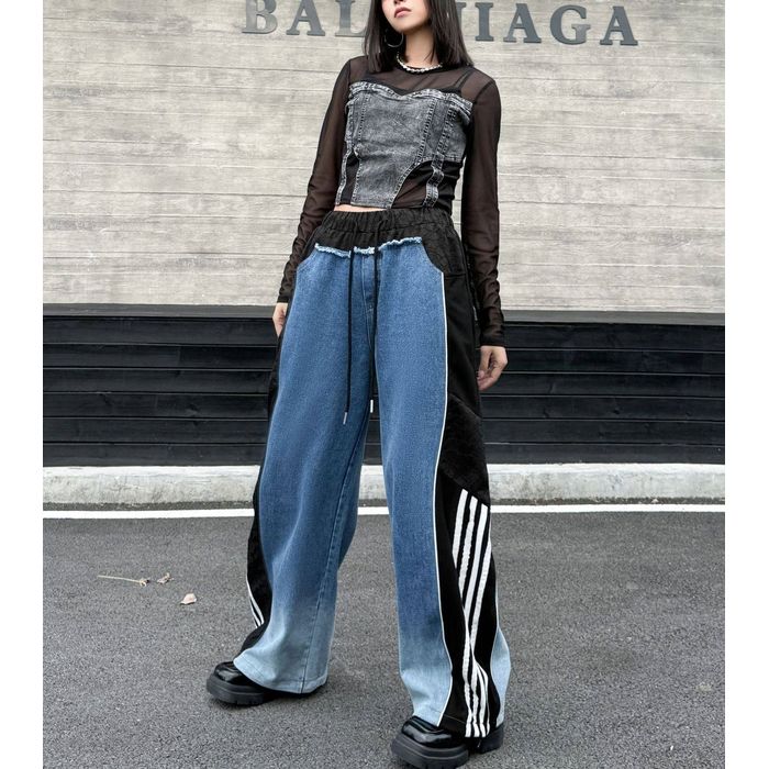 デニム サイドライン トラックパンツ 10013