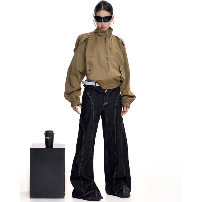 ショート丈 ジップアップジャケット 10103