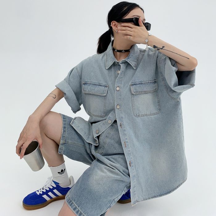 デニム 半袖シャツ 10083