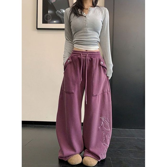 ロゴ刺繍 ワイドパンツ 10024