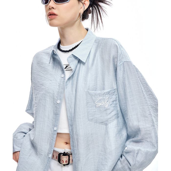 ロゴ刺繍 シア―シャツ 10096