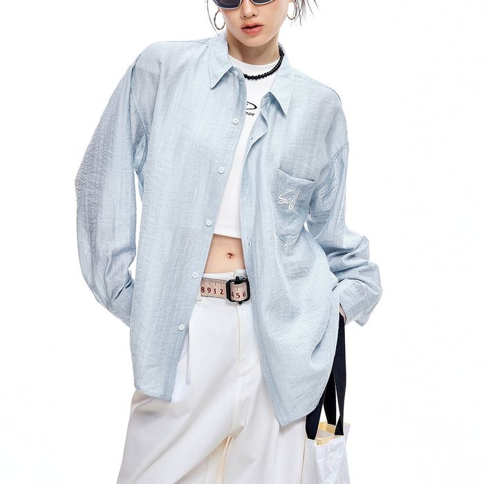 ロゴ刺繍 シア―シャツ 10096