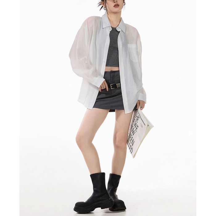 オーバーサイズ シア―シャツ 10095