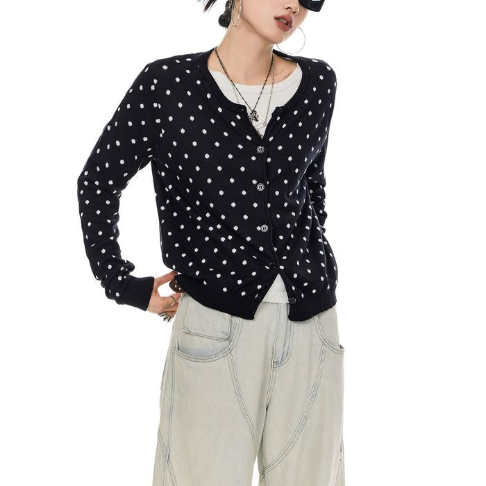 ドット柄 カーディガン 10100