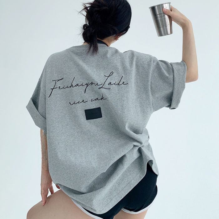 バックラベル&ロゴ オーバーサイズTシャツ 10039