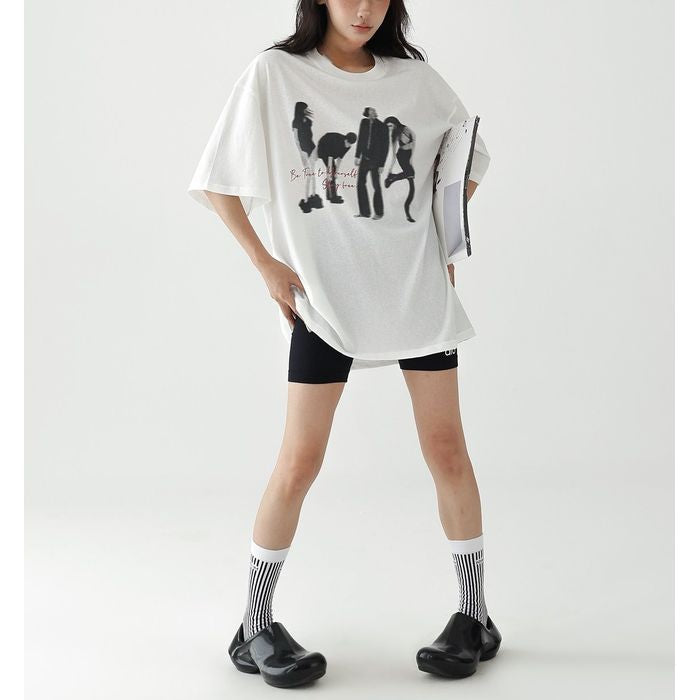 フォトプリント オーバーサイズTシャツ 10044