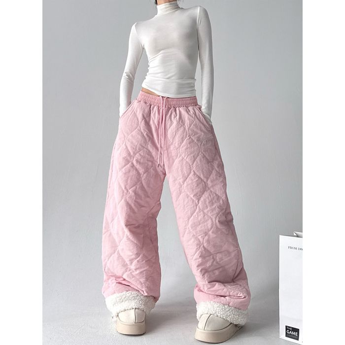 ボアトリム キルティング ワイドパンツ 10002