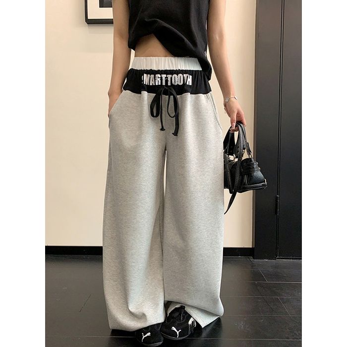 カラーブロック ロゴウエスト ワイドパンツ 10029