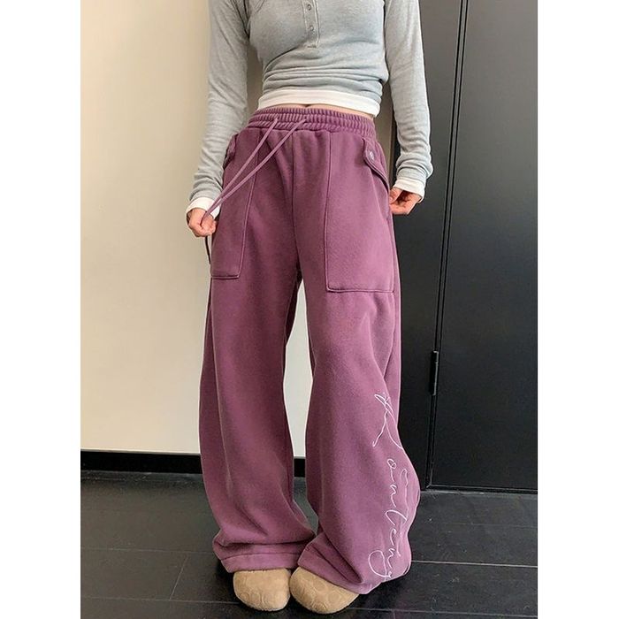 ロゴ刺繍 ワイドパンツ 10024