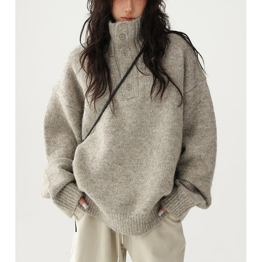 ボタンハイネック ニット 10042