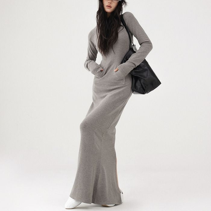 フード付 マキシワンピース 10049